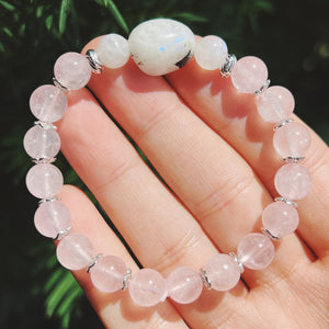 Rose Quartz & Rainbow Moonstone Bracelet