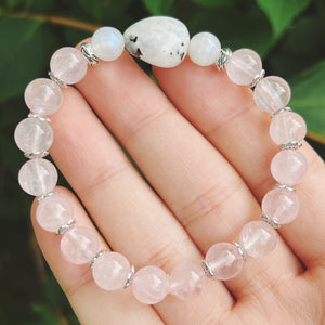 Rose Quartz & Rainbow Moonstone Bracelet