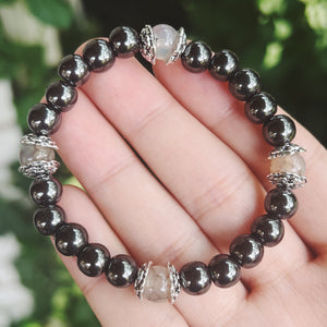 Hematite & Dragon Vein Agate Bracelet