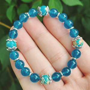 Blue Jade & Imperial Jasper Bracelet