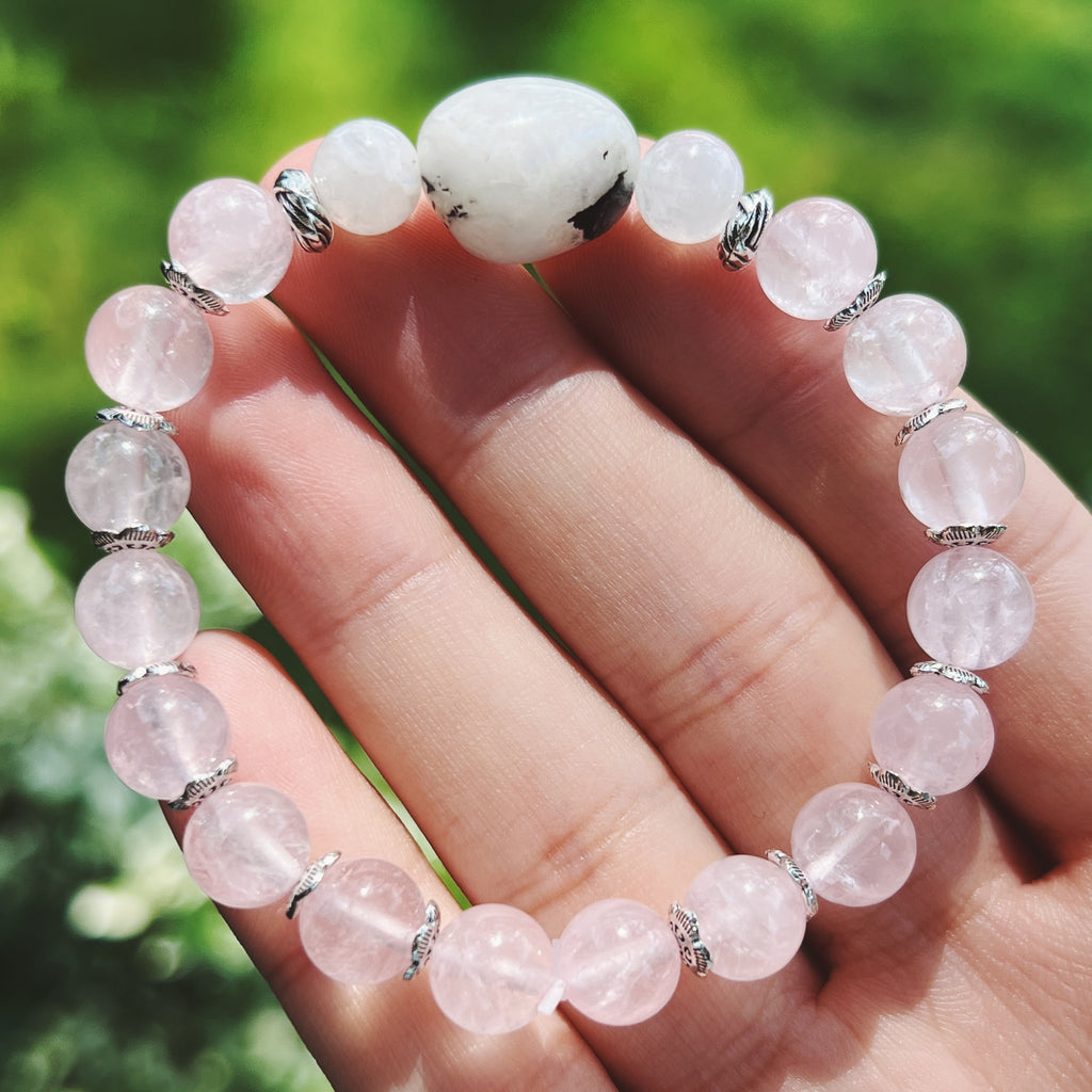 Rose Quartz & Rainbow Moonstone Bracelet