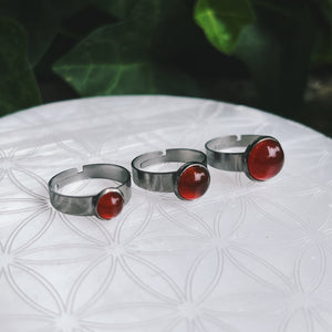 (1) Carnelian Stainless Steel Adjustable Ring