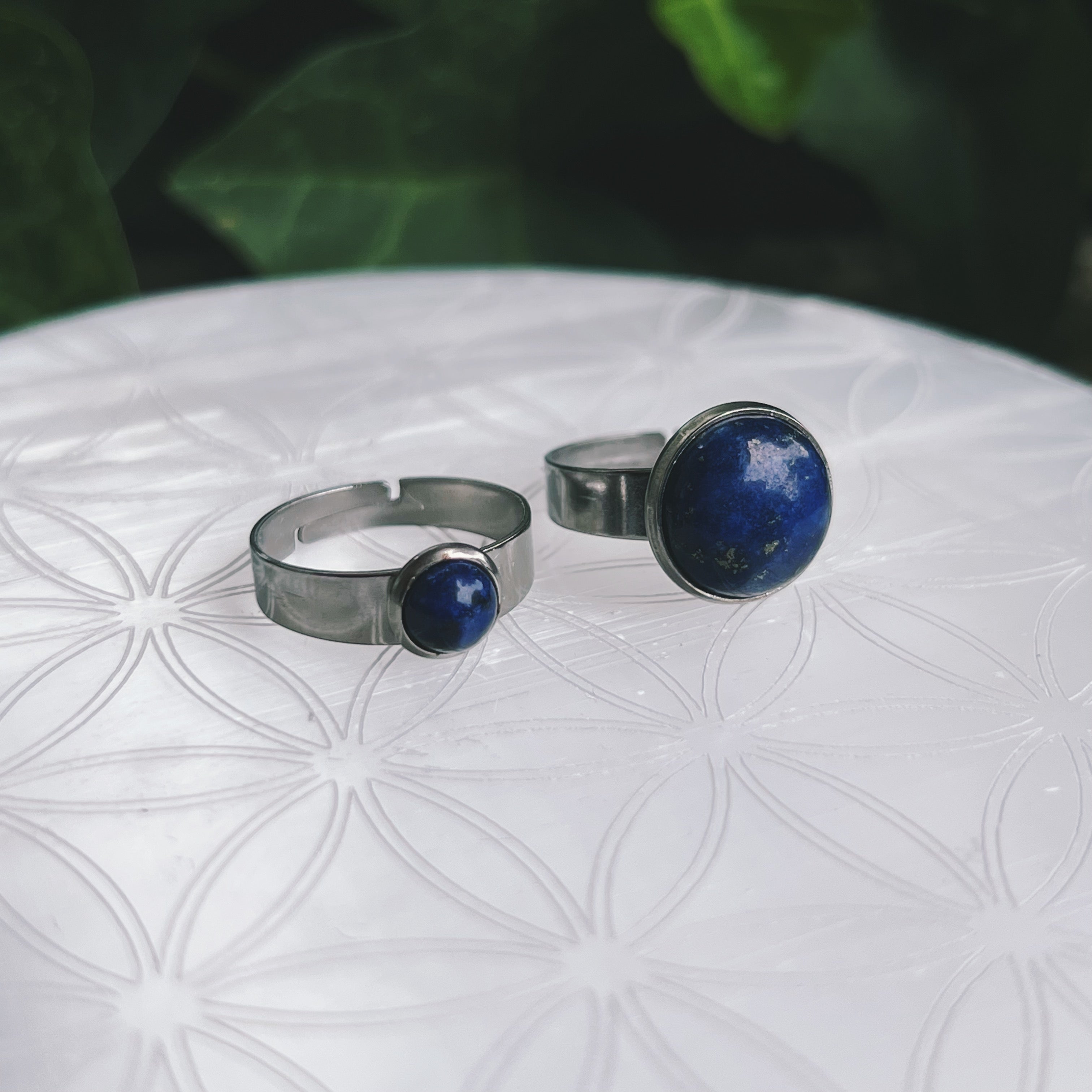 (1) Lapis Lazuli Stainless Steel Adjustable Ring
