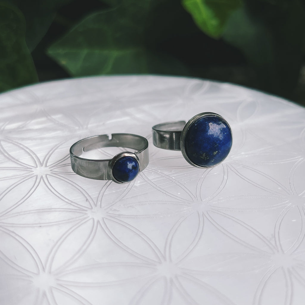 (1) Lapis Lazuli Stainless Steel Adjustable Ring (CLEARANCE)